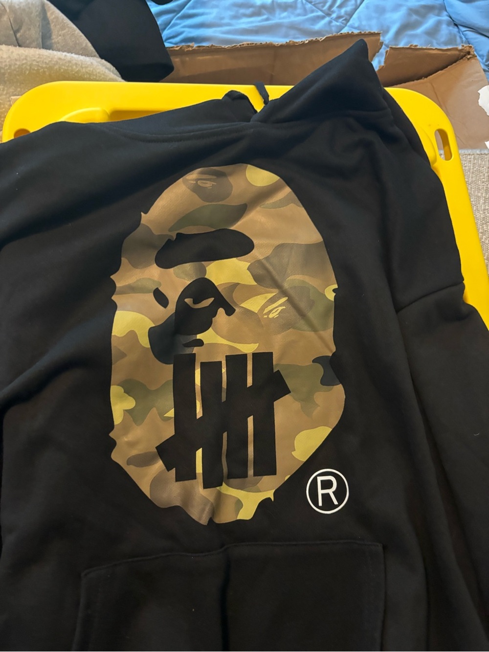 Black Hoodie with Camo Ape Graphic by BAPE